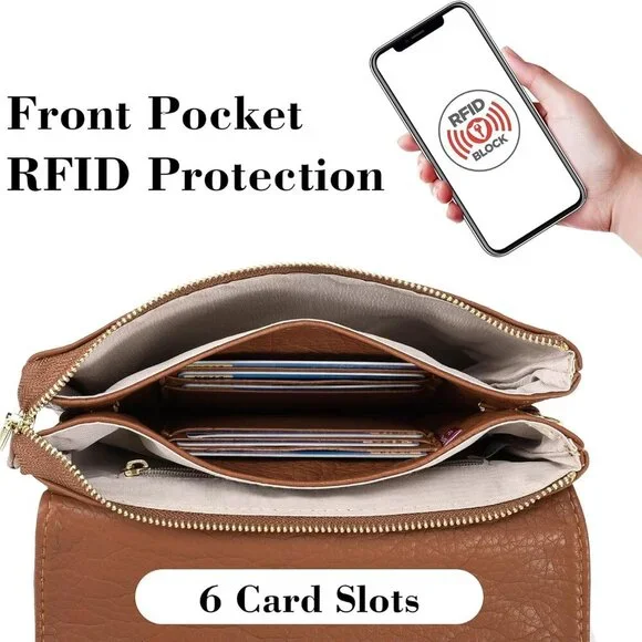 Soft Small Leather Crossbody Bags for Women RFID Blocking Travel Purses Handbags